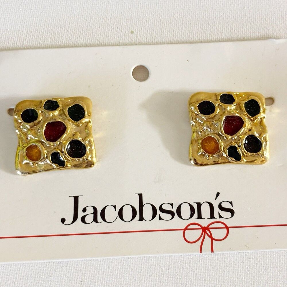 Vintage Gold Tone Bluette Clip On Earrings French Designer Statement Earrings